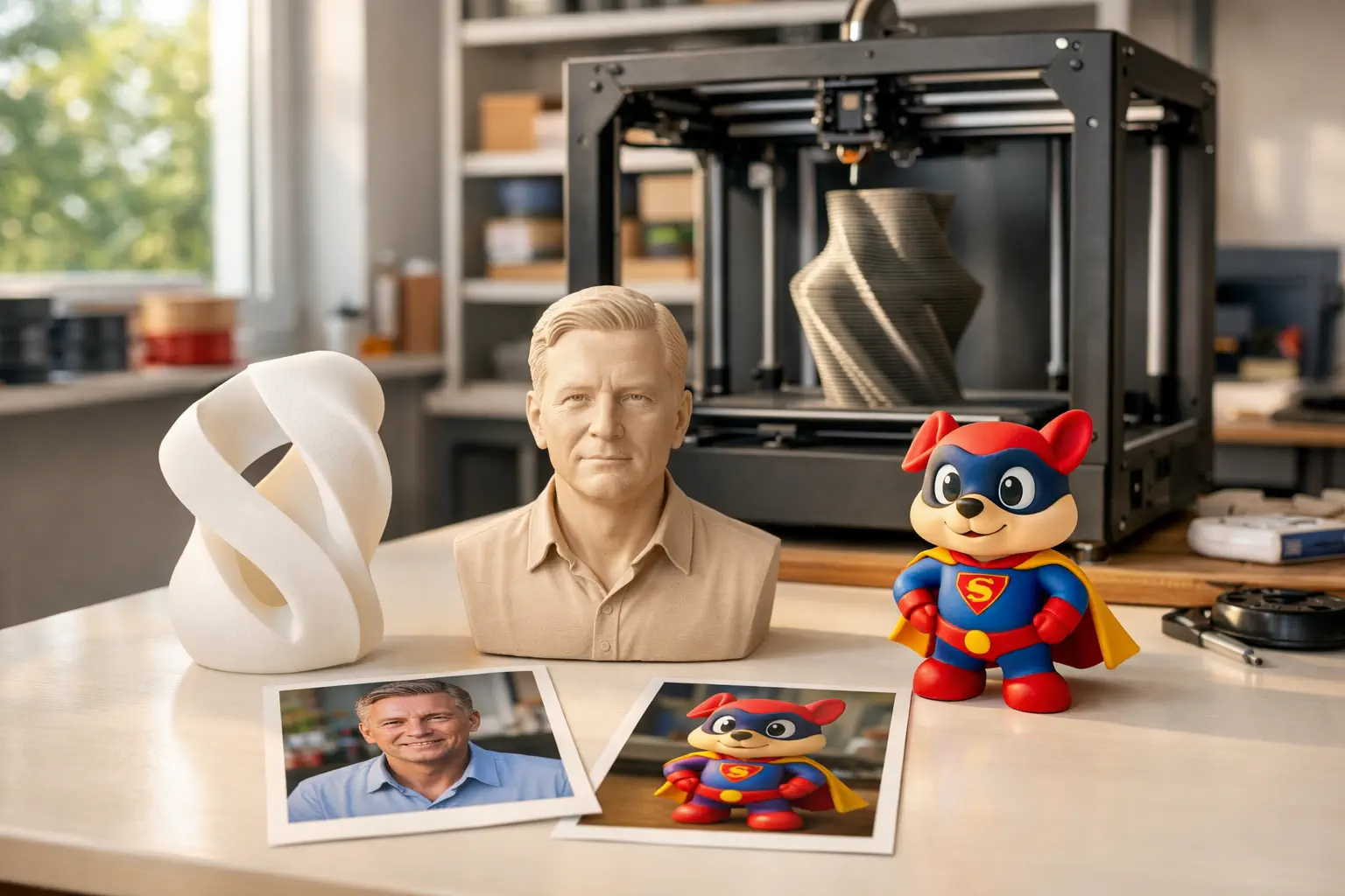 3D Druck Service: Kunstobjekte sowie realistische und Cartoon-Figuren nach Foto – Workflow von Briefing bis Finishing.